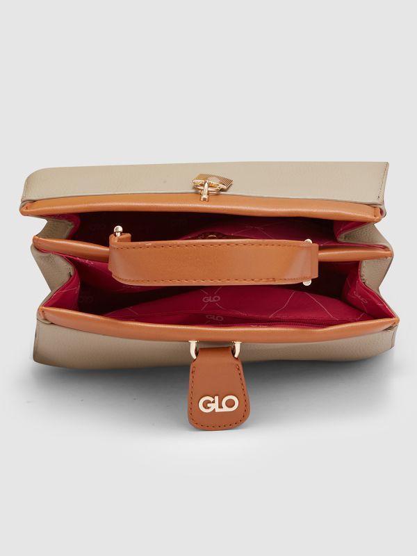 Globus Women Beige Colourblocked Casual Handheld Bag
