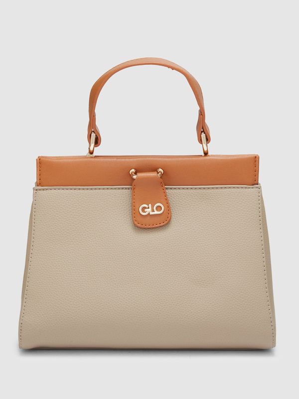 Globus Women Beige Colourblocked Casual Handheld Bag
