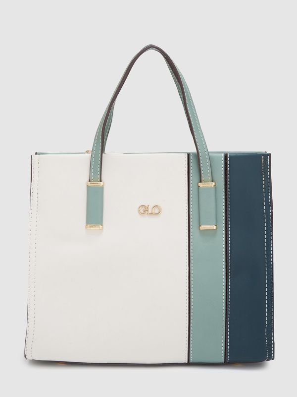 Globus Women Sage Green Colourblocked Casual Handheld Bag