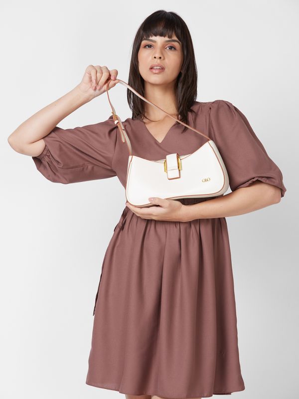Globus Women White Solid Vegan Leather Handheld Bag