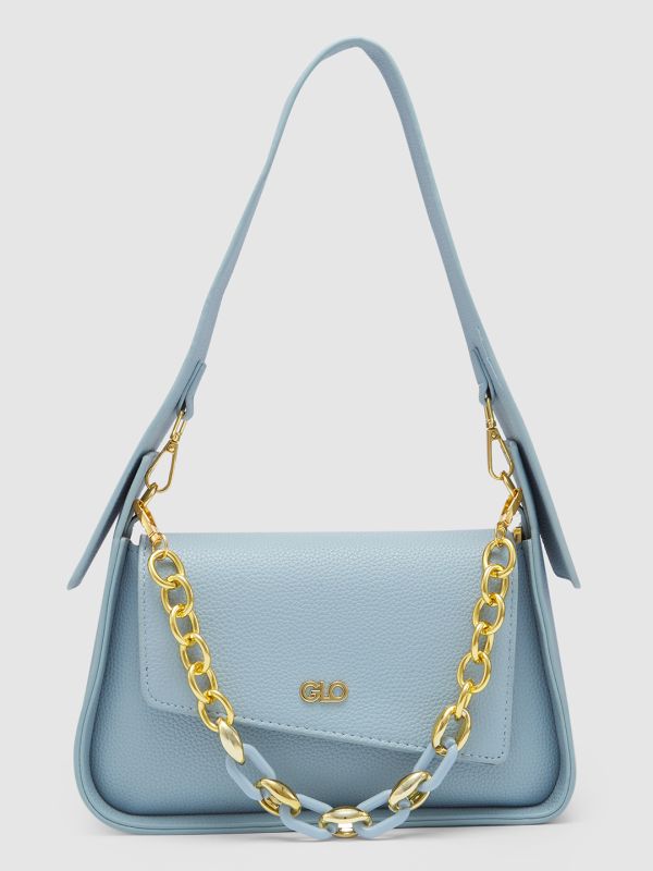 Globus Women Blue Textured Vegan Leather Handheld Bag