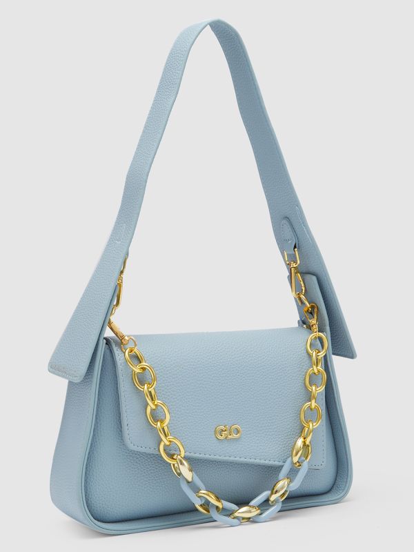Globus Women Blue Textured Vegan Leather Handheld Bag