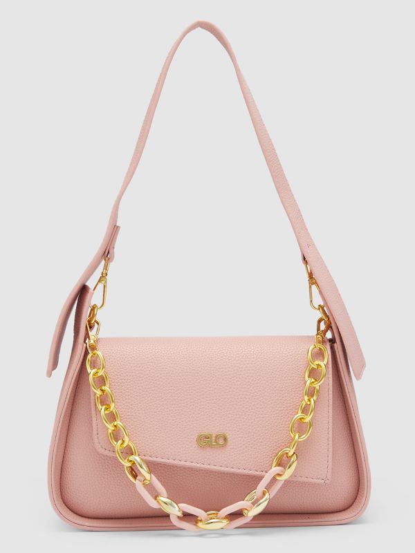Globus Women Pink Textured Vegan Leather Handheld Bag