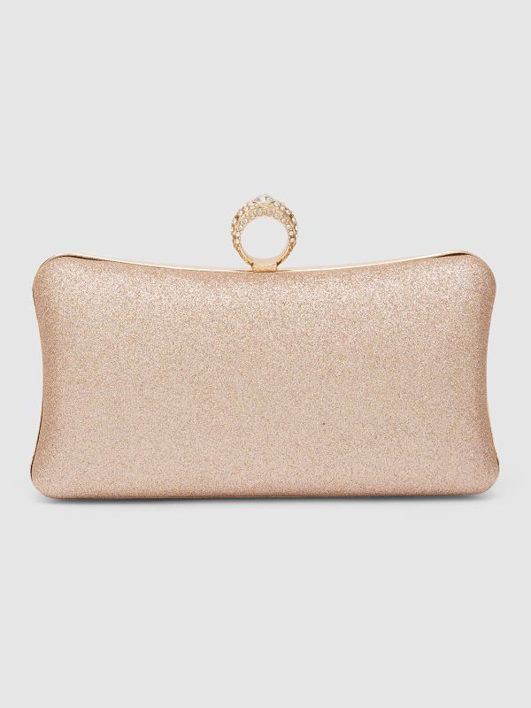 Globus Women Rose Gold Embellished Party Box Clutch