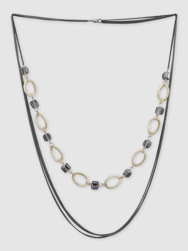 Globus Women Gunmetal Gold-Plated Minimal Layered Necklace