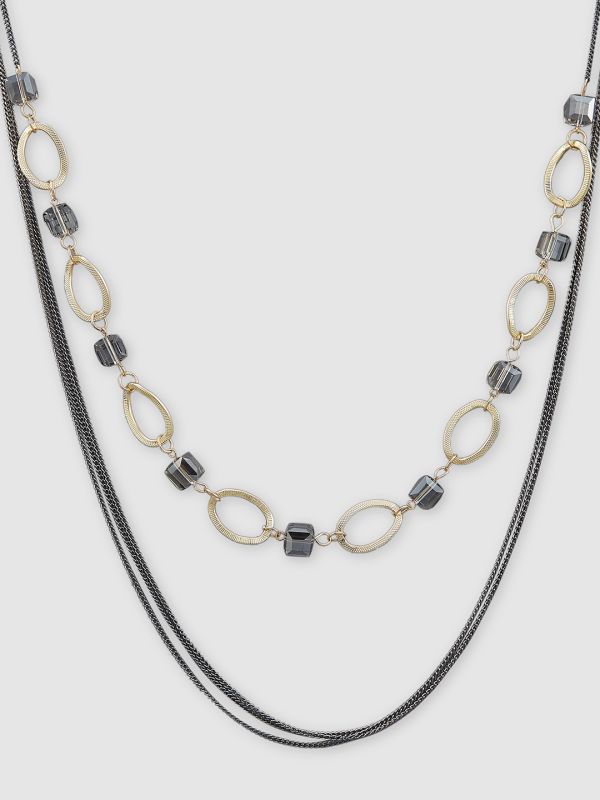 Globus Women Gunmetal Gold-Plated Minimal Layered Necklace