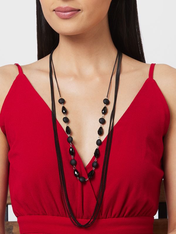 Globus Women Black Minimal Layered Necklace