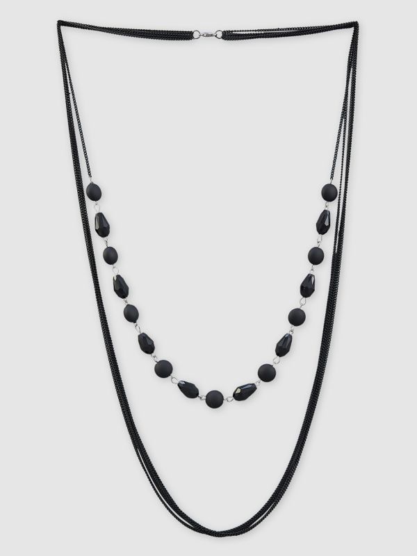 Globus Women Black Minimal Layered Necklace