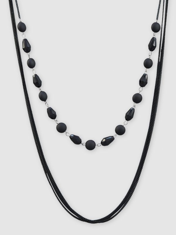 Globus Women Black Minimal Layered Necklace