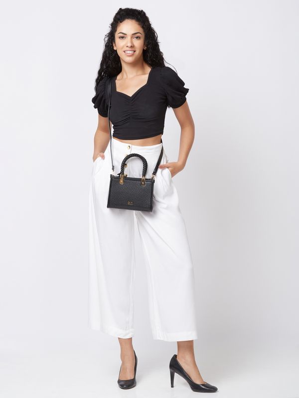 Globus Women Black Textured Casual Handheld Bag