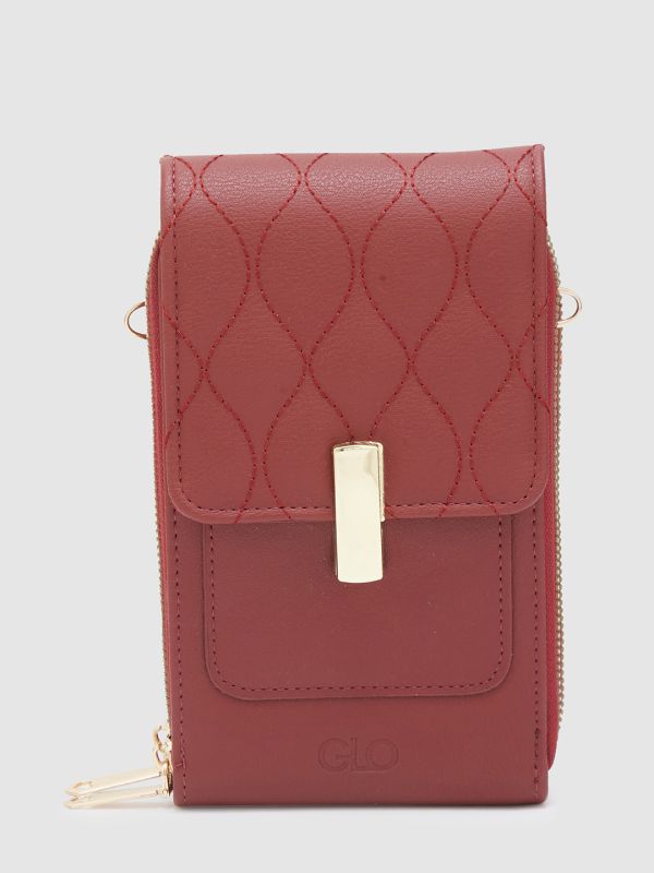 Globus Women Maroon Solid Casual Sling Bag