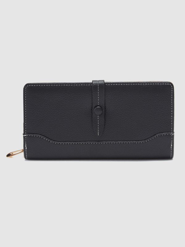 Globus Women Black Textured Zip Around Wallet