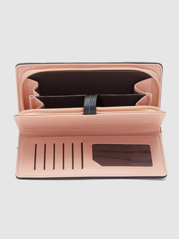 Globus Women Black Textured Zip Around Wallet