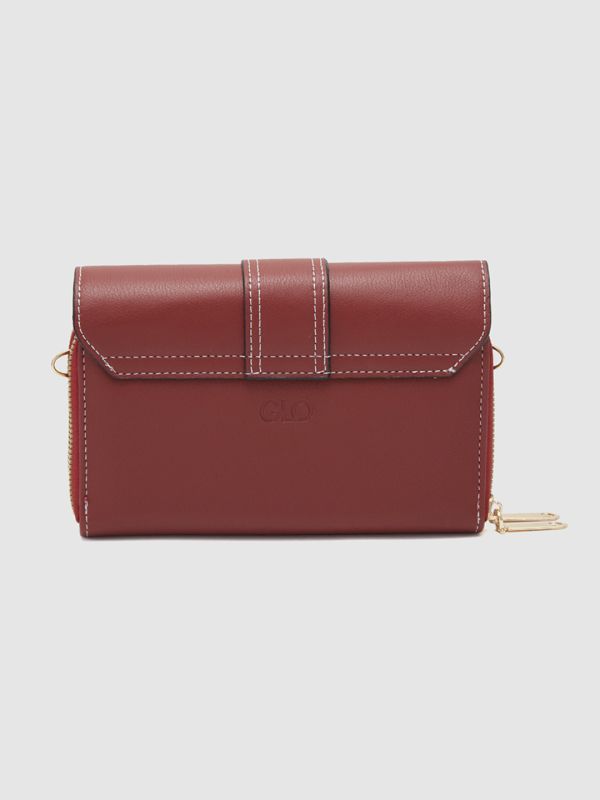Globus Women Maroon Solid Envelope Wallet
