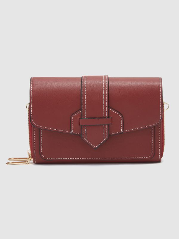Globus Women Maroon Solid Envelope Wallet