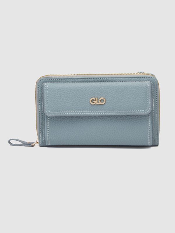 Globus Women Blueish Grey Textured Zip Around Wallet