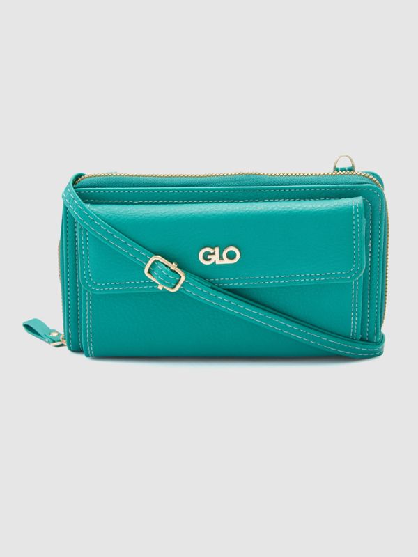 Globus Women Green Textured Zip Around Wallet