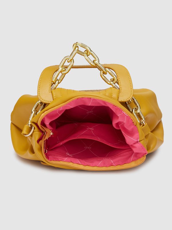 Globus Women Mustard Textured Casual Sling Bag