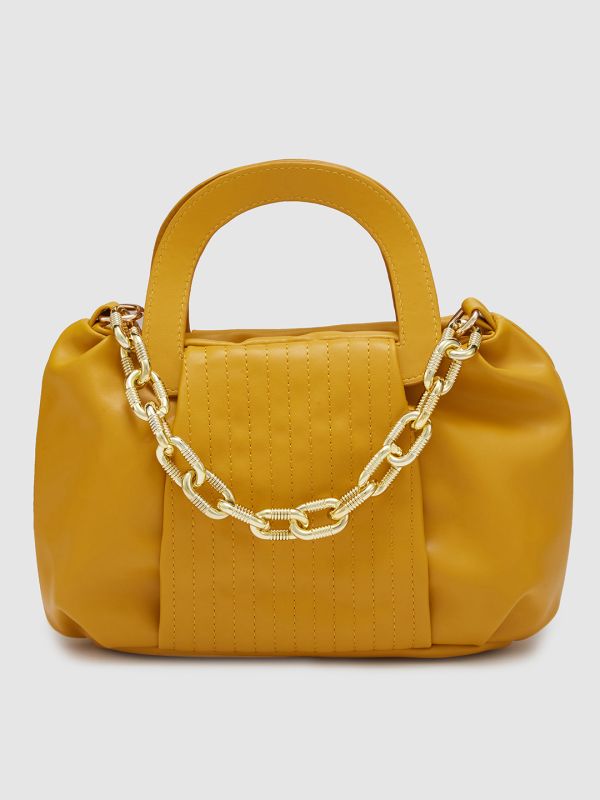 Globus Women Mustard Textured Casual Sling Bag