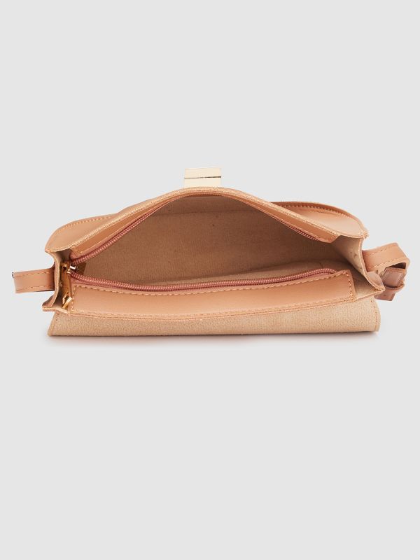Globus Women Tan Solid Casual Sling Bag