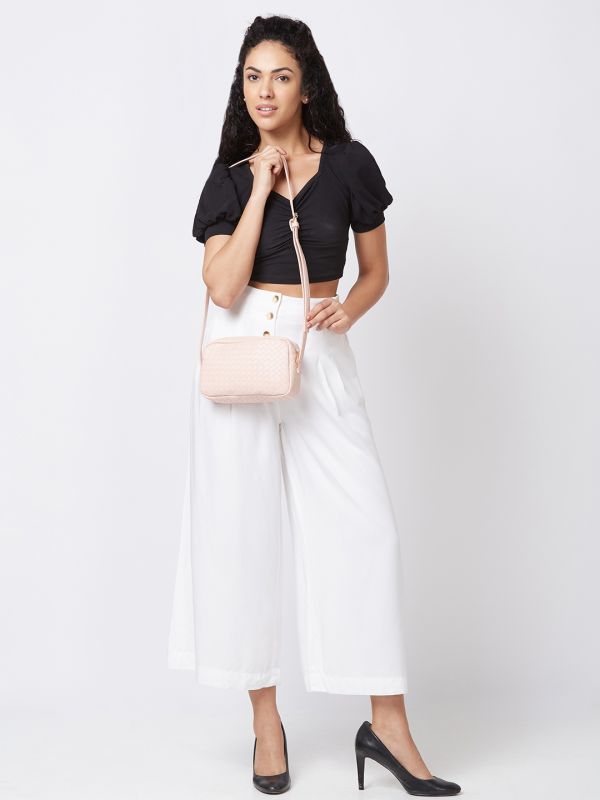 Globus Women Dusty Pink Textured Casual Sling Bag