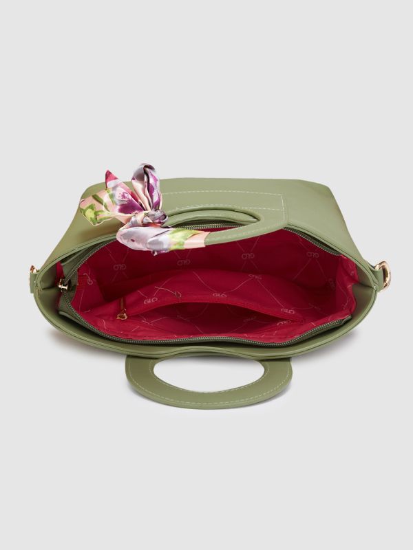 Globus Women Sage Green Solid Casual Sling Bag