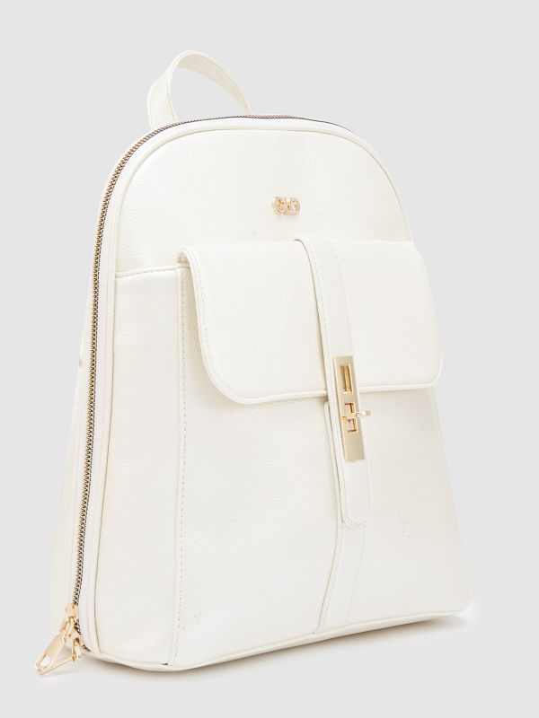 Globus Women Ivory Solid Smart Casual Backpack