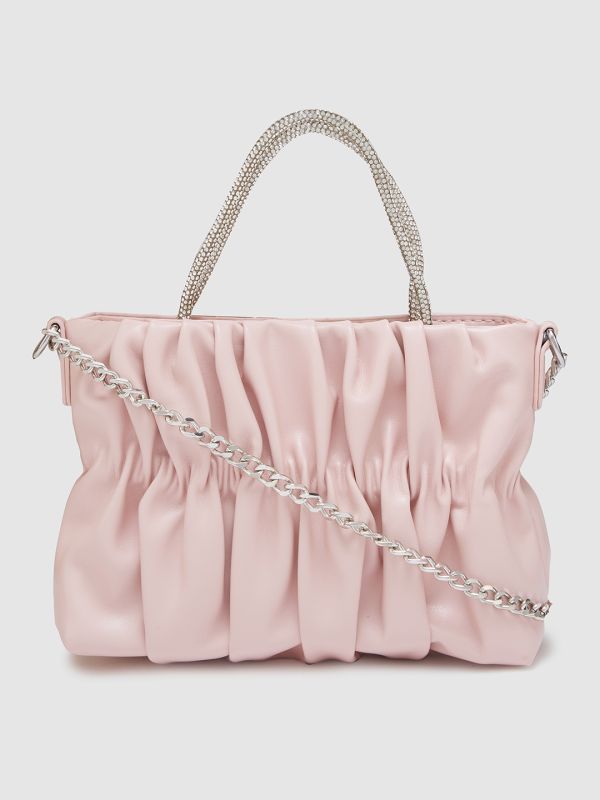 Globus Women Dusty Pink Self Design Party Handheld Bag