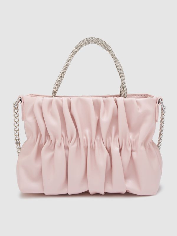 Globus Women Dusty Pink Self Design Party Handheld Bag