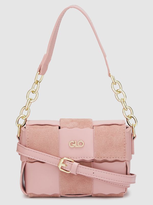 Globus Women Dusty Pink Self Design Casual Handheld Bag