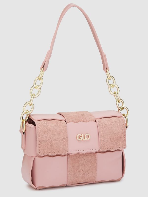 Globus Women Dusty Pink Self Design Casual Handheld Bag