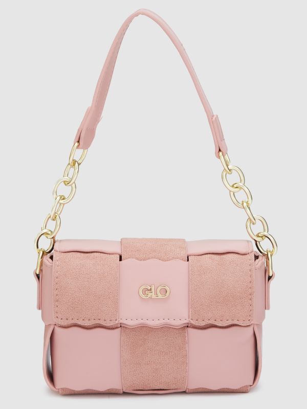 Globus Women Dusty Pink Self Design Casual Handheld Bag