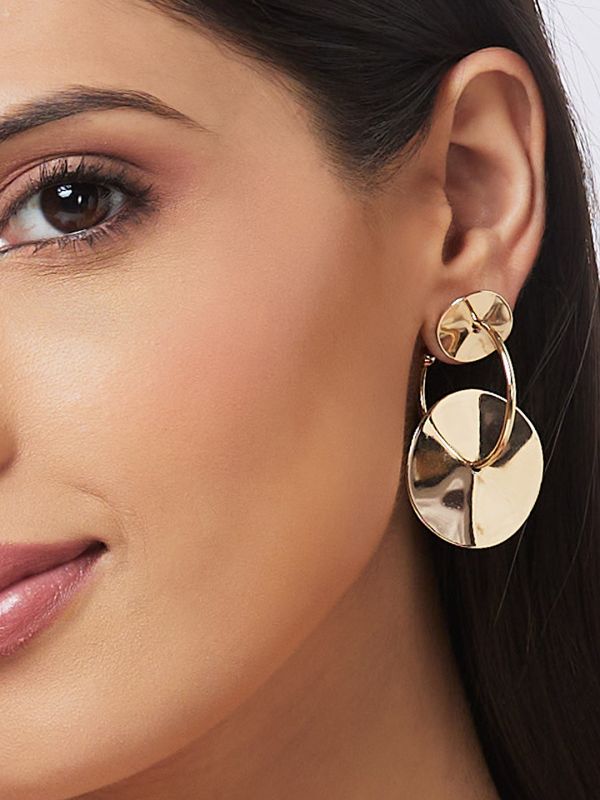 Globus Women Gold-Plated Contemporary Half Hoop Earrings