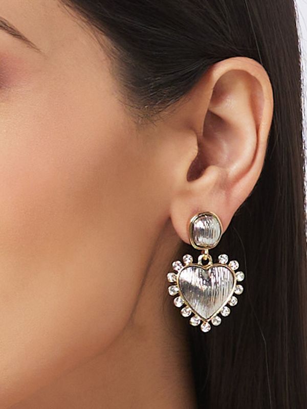 Globus Women Gold-Plated Heart Shaped Drop Earrings