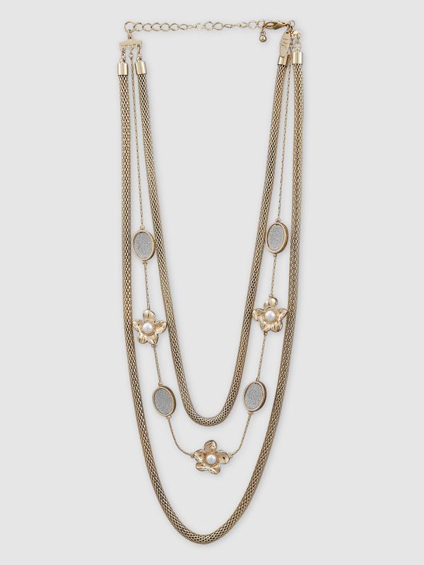 Globus Women Gold-Plated Pearls Statement Layered Necklace