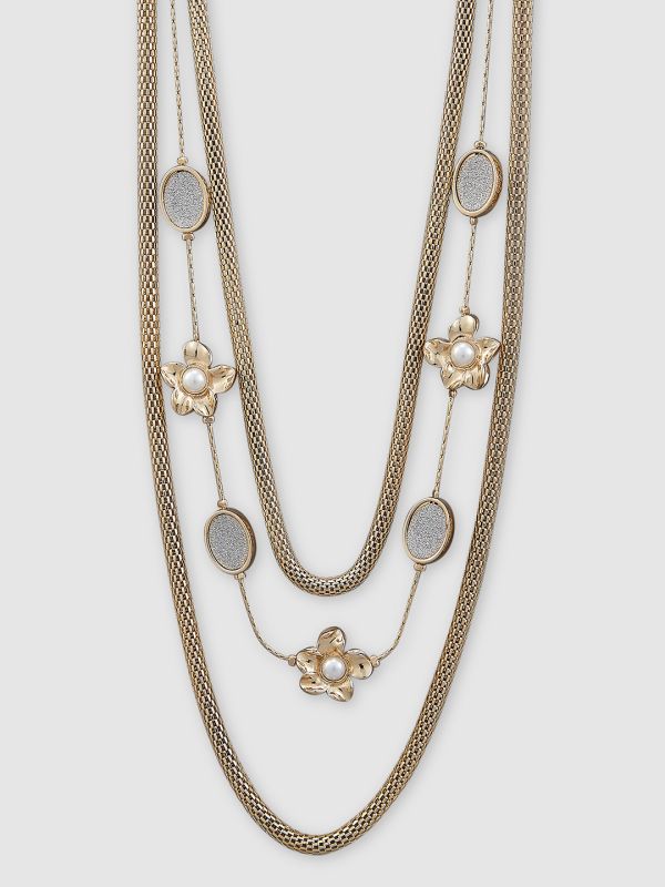 Globus Women Gold-Plated Pearls Statement Layered Necklace