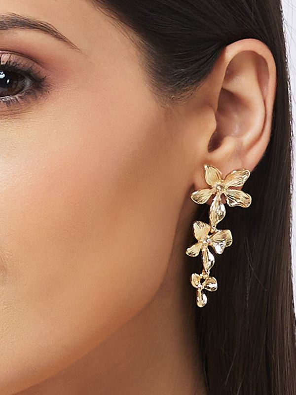 Globus Women Gold-Plated Floral Drop Earrings