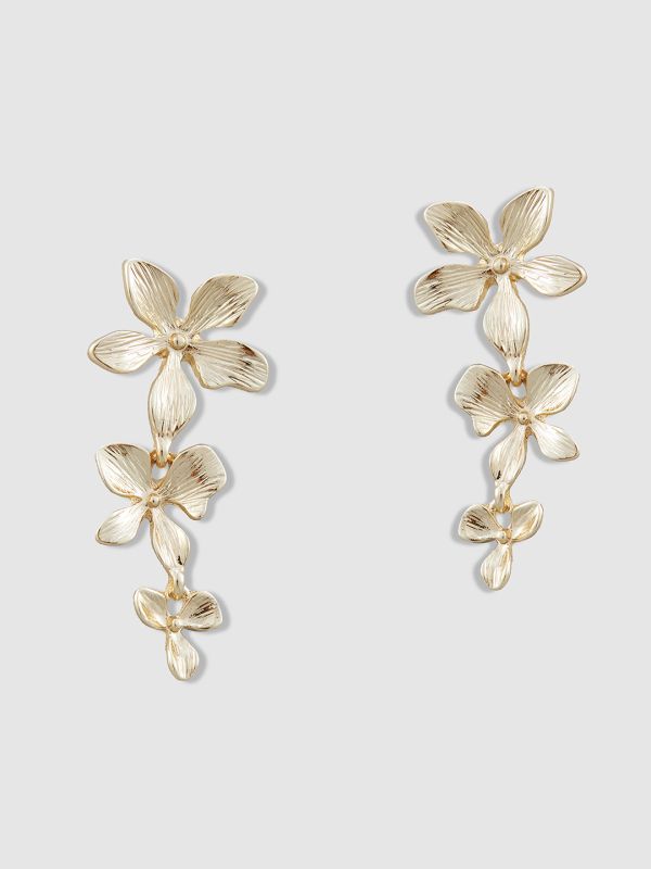 Globus Women Gold-Plated Floral Drop Earrings