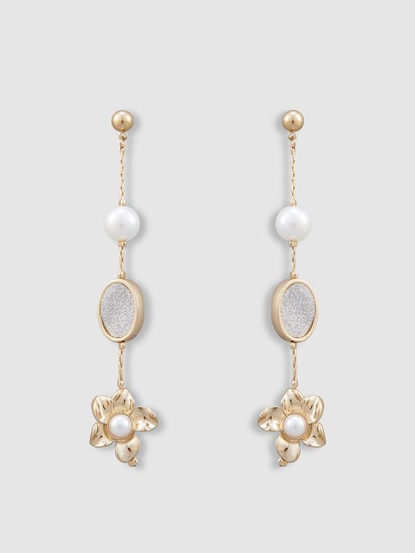 Globus Women Gold-Plated Pearl Classic Drop Earrings
