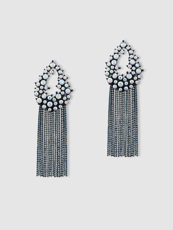 Globus Women Gunmetal Oval Drop Earrings