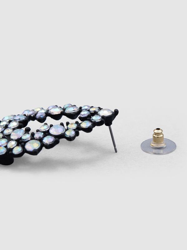 Globus Women Gunmetal Oval Drop Earrings