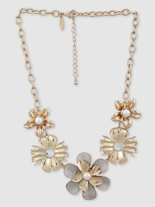 Globus Women Gold-Plated Floral Statement Necklace