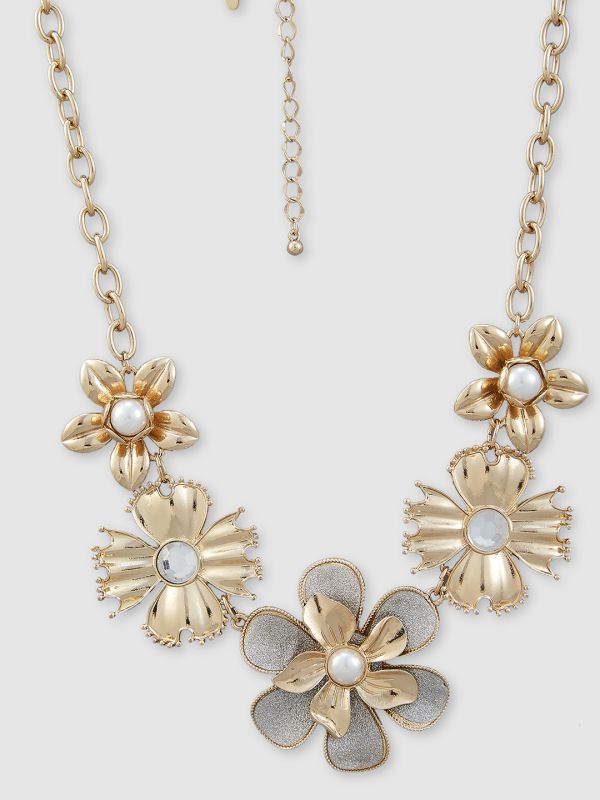 Globus Women Gold-Plated Floral Statement Necklace