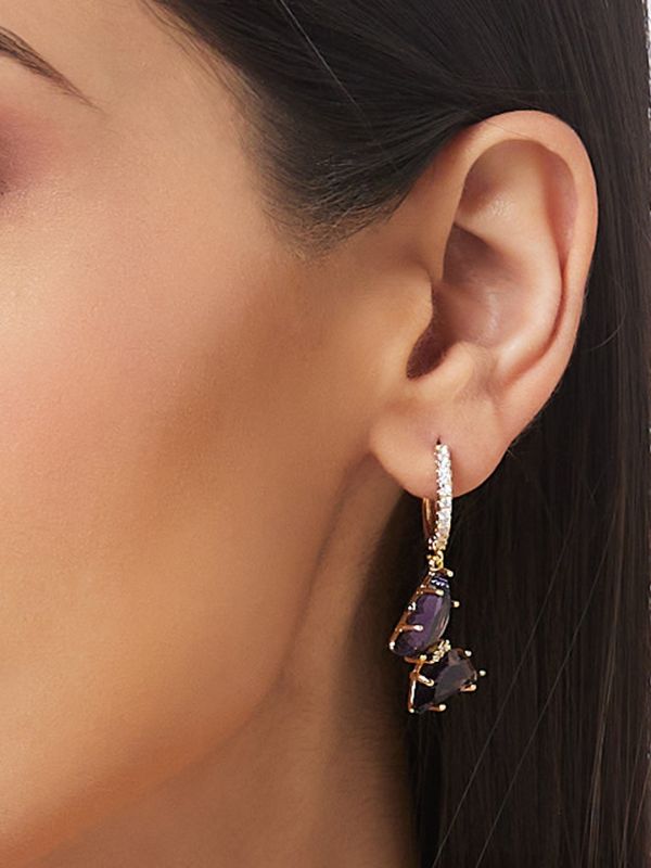 Globus Women Gold-Plated Butterfly Circular Hoop Earrings