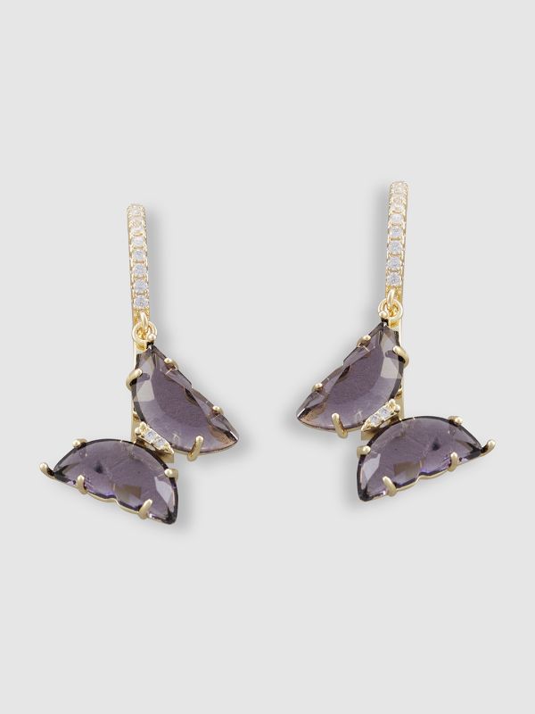 Globus Women Gold-Plated Butterfly Circular Hoop Earrings