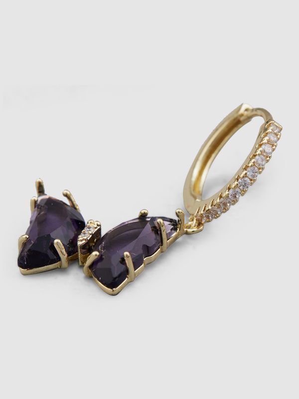 Globus Women Gold-Plated Butterfly Circular Hoop Earrings