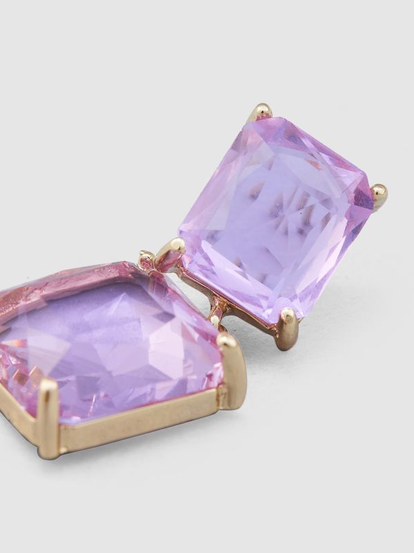 Globus Women Purple Gold-Plated Square Drop Earrings