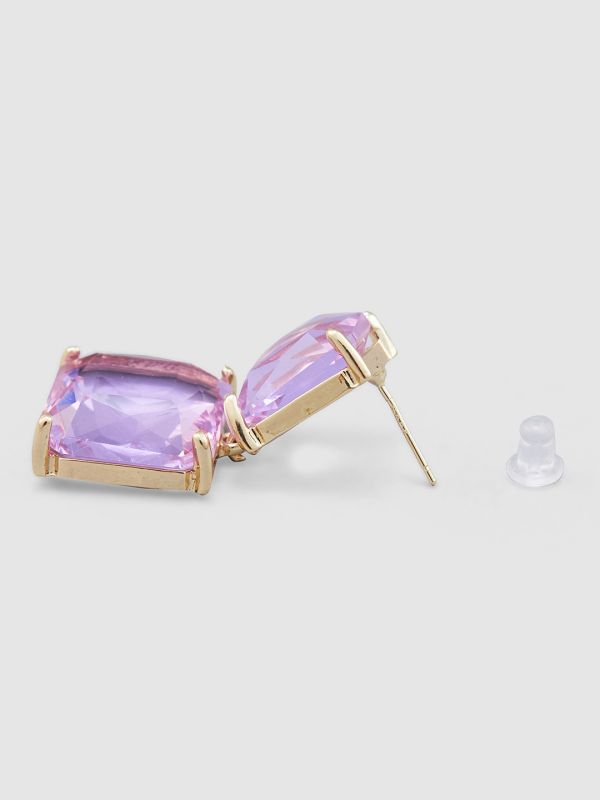 Globus Women Purple Gold-Plated Square Drop Earrings