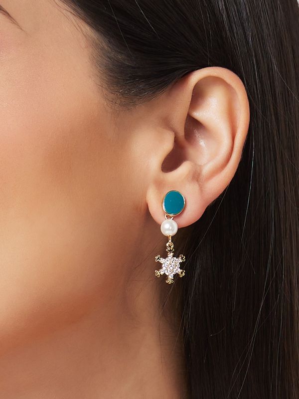 Globus Women Gold-Plated Spiked Drop Earrings