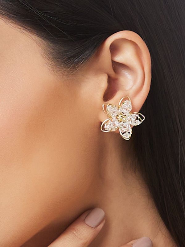 Globus Women Gold-Plated Floral Stud Earrings
